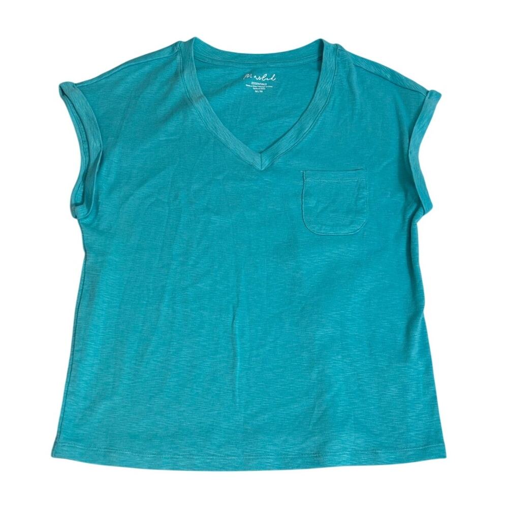 Marled Teal Short‎ Sleeve Top with Pocket Medium